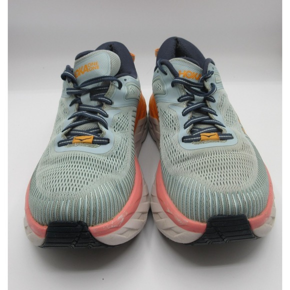 HOKA ONE ONE Shoes Womens Size 8.5 Wide Blue Orange Bondi 7 Running Cushioned - Picture 2 of 14